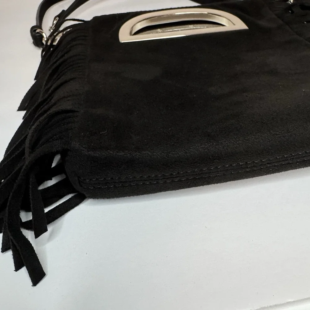 White House Black Market Black Satchel Crossbody Bag Tassel Womens‎